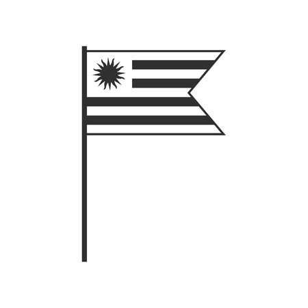 Uruguay flag icon in black outline flat design. Independence day or National day holiday concept.のイラスト素材