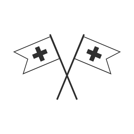Switzerland flag icon in black outline flat design. Independence day or National day holiday concept.のイラスト素材