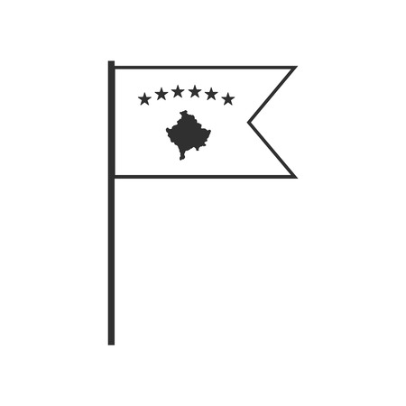 Kosovo flag icon in black outline flat design. Independence day or National day holiday concept.のイラスト素材