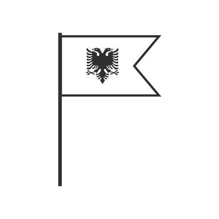 Albania flag icon in black outline flat design. Independence day or National day holiday concept.のイラスト素材