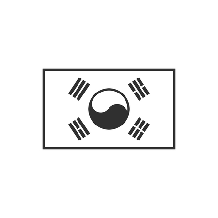 South Korea flag icon in black outline flat design. Independence day or National day holiday concept.のイラスト素材