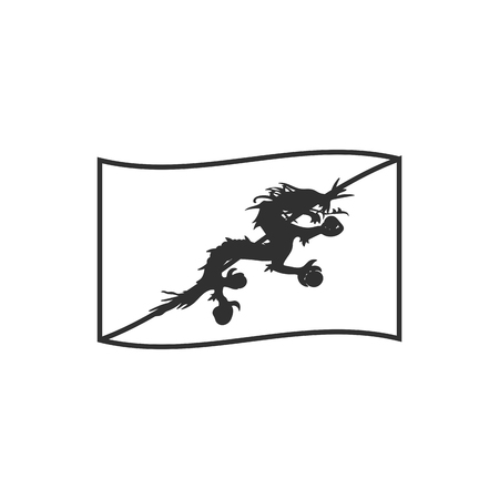 Bhutan flag icon in black outline flat design. Independence day or National day holiday concept.のイラスト素材