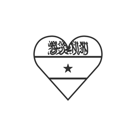 Somaliland flag icon in a heart shape in black outline flat design. Independence day or National day holiday concept.のイラスト素材