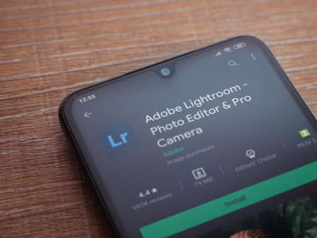 Lod, Israel - July 8, 2020: Adobe Lightroom - Photo Editor and Pro Camera app play store page on the...