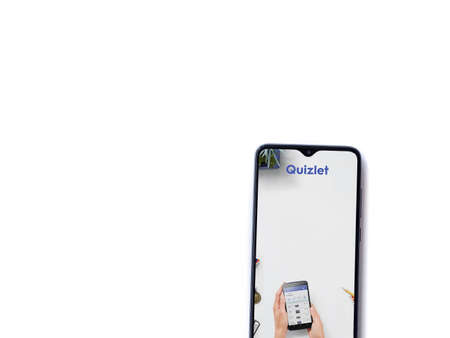 Lod, Israel - July 8, 2020: Quizlet - Language learning app launch screen with logo on the display...