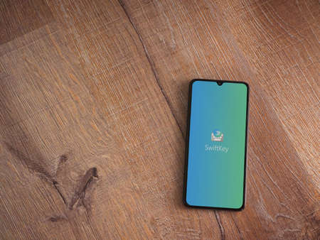 Lod, Israel - July 8, 2020: Microsoft SwiftKey Keyboard app launch screen with logo on the display...