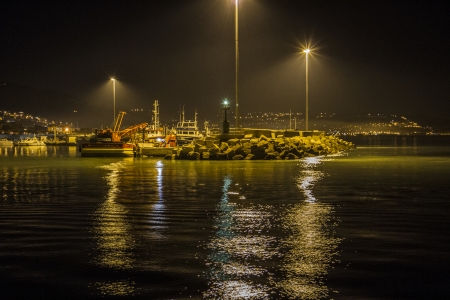 Port of San Benedetto del Tronto nightの写真素材
