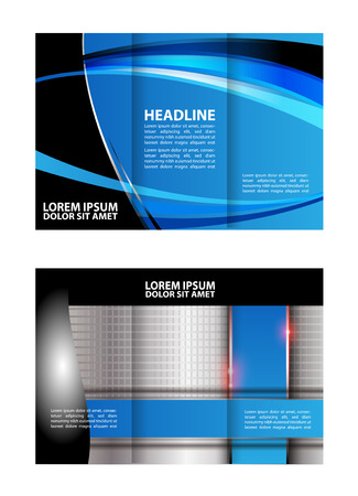 Tri-fold brochure design with soft red waveのイラスト素材