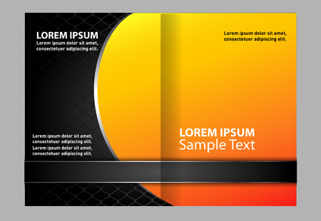 bi-fold brochure template orangeのイラスト素材