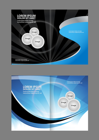 Bi-fold brochure empty vector template design print, booklet layout newsletterのイラスト素材
