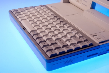 azerty laptop keyboard in blue light