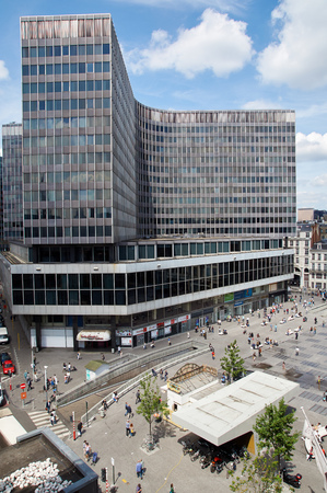 Brussels, Belgium - July 31, 2015: Brussels administrative center, 'instead of money' and surrounding streets. Point of view from above.のeditorial素材