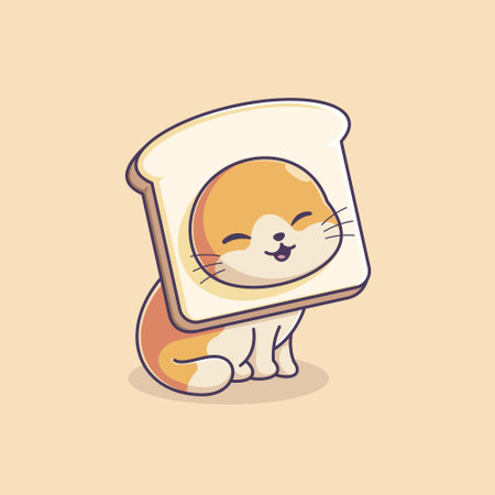 Cute kitten wearing white bread on headのイラスト素材