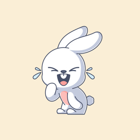 Cute bunny laughing happily cartoonのイラスト素材