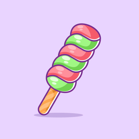 Cute cartoon red and green ice cream popのイラスト素材
