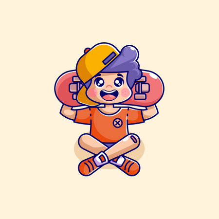 Cute skater boy cartoon designのイラスト素材
