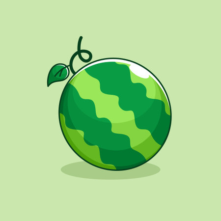 Cartoon style watermelon design on green backgroundのイラスト素材