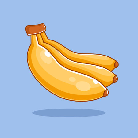 Cartoon style bananas designed on blue backgroundのイラスト素材