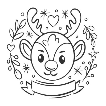 Symbol of deer hand drawn coloringのイラスト素材