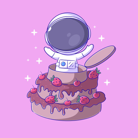 Astronauts are on a big cake