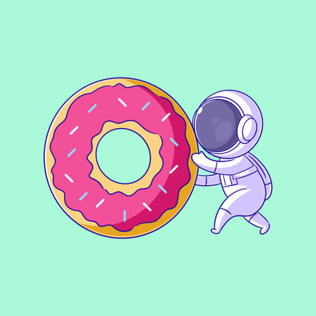 Astronaut carrying a large donutのイラスト素材