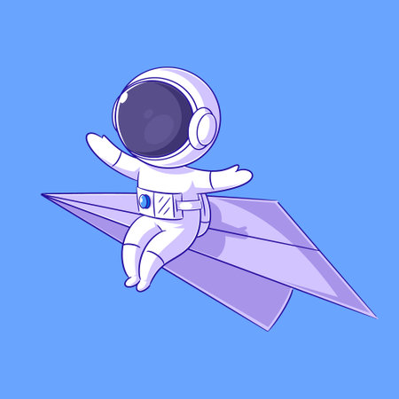 Astronaut is sitting in a paper airplaneのイラスト素材