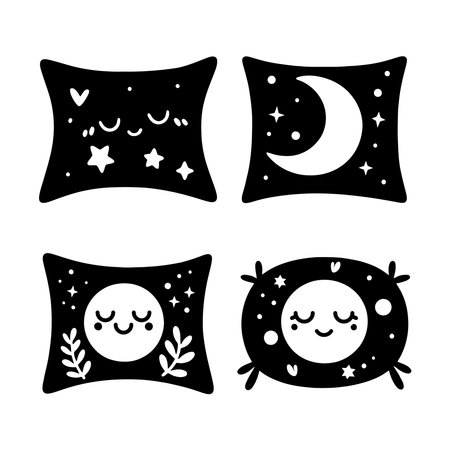 A round pillow silhouette in a clean, simple shape. Suitable for bedroom, sofa decor, or general sleep-related content.のイラスト素材