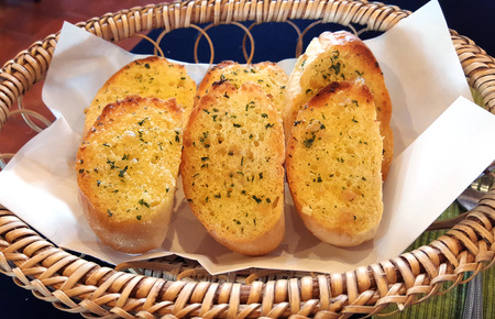 Crispy Garlic bread in a basket