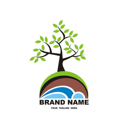 tree design logo template vector, eco green organic - vectorのイラスト素材