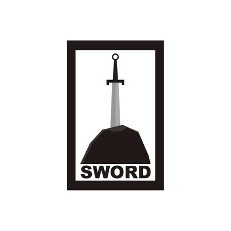 sword stuck on the stone designのイラスト素材