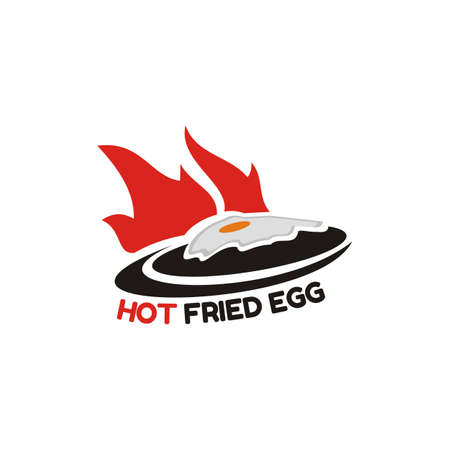 illustration vector graphic of fried egg on plate with flame - good for hot food, spicy food, egg food - restaurant and cafeのイラスト素材