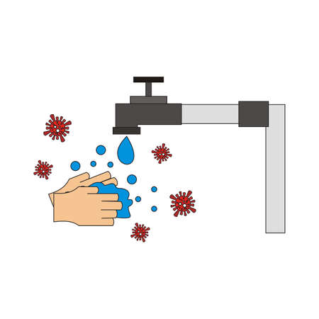 washing hand with water from virus - vectorのイラスト素材