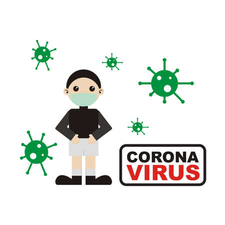 wear a mask to prevent corona virusのイラスト素材