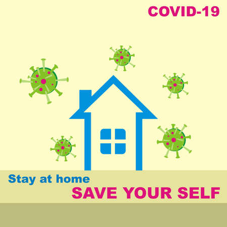 stay at home corona virus illustrationのイラスト素材