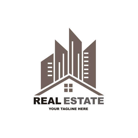 real estate design logo brown - vectorのイラスト素材