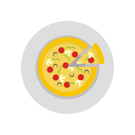 hot pizza vector - illustration - fast foodのイラスト素材