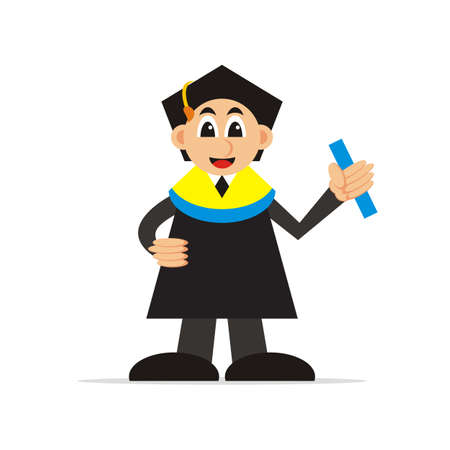 the young graduate, the guy finished his studies at the university - vector - illustrationのイラスト素材