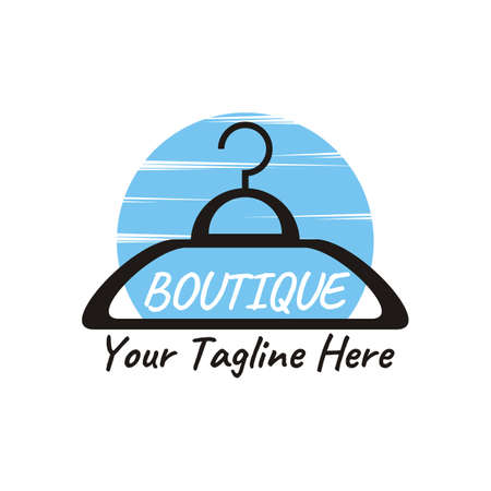 illustration vector graphic of hanger cloth design logo blue background color, perfect for boutique, fashion shop, clothing, etcのイラスト素材
