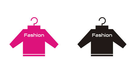 illustration vector graphic of two cloth hanging on hanger with black and pink color, perfect for fashion shop, clothing, boutique, etcのイラスト素材