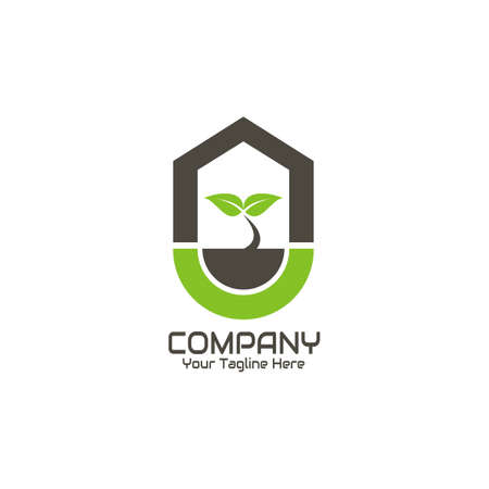 illustration vector graphic of green plants growing on the ground close to the house, perfect for nature, ecology, bio, go green, green house, etc.のイラスト素材