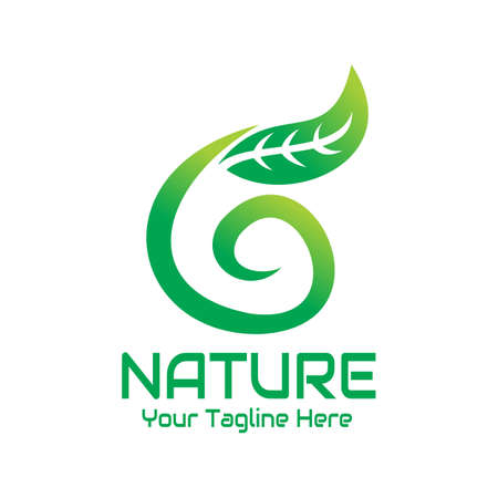 illustration vector graphic of spiral green leaf logo, perfect for nature, botany, ecology, bio, etc.のイラスト素材