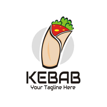 illustration vector graphic of kebab logo containing minced meat and vegetables, perfect for food, fastfood, cafe, restaurant, cafetaria, etc.のイラスト素材