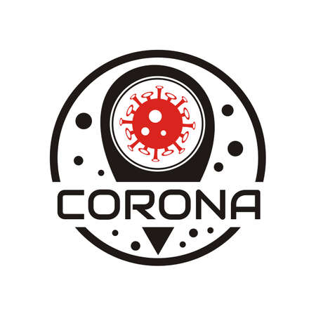 illustration vector graphic corona virus in the location logo, perfect for healthy, medicine, hospital, emergency, dangerous, etc.のイラスト素材