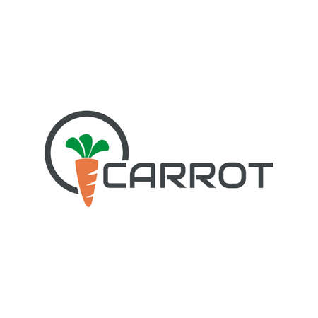 illustration vector graphic of fresh carrot logo with green leaves, perfect for vegetable, food, vegetarian, farm, garden, etc.のイラスト素材