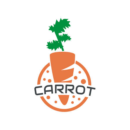 illustration vector graphic of carrot logo overgrown with leaves, perfect for food, vegetarian, vegetable, soup, etc.のイラスト素材