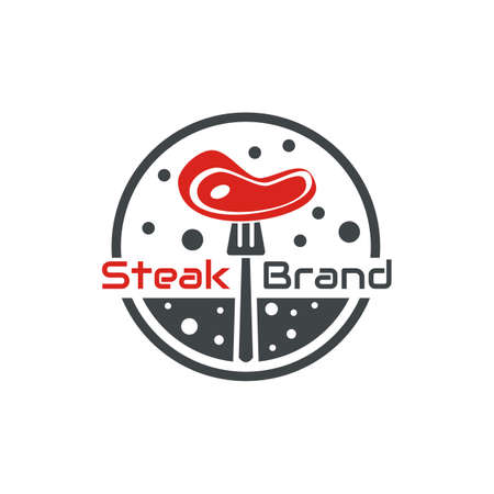 illustration vector graphic of Fresh red meat is taken with a fork, perfect for food, restaurant, resto, cafe, etc.のイラスト素材