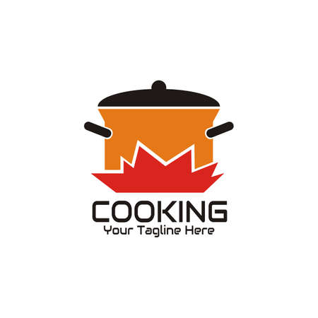 illustration vector graphic of the pan brings out the fire from the bottom, perfect for food, soup, cooking, restaurant, resto, cafe, etc.のイラスト素材