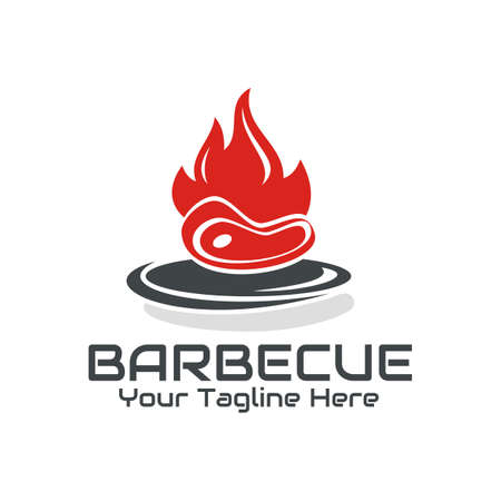 illustration vector graphic of grilled meat, displaying a burning fire, perfect for food, restaurant, cafe, resto, etc.のイラスト素材