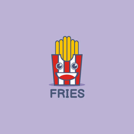 illustration vector graphic of character's face wrapped in french fries, perfect for food, fast food, junk food, restaurant, cafe, etc.のイラスト素材