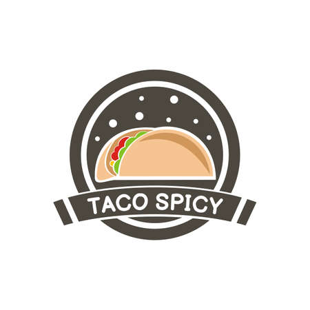 illustration vector graphic of delicious taco logo inside a circle full of stars, perfect for food, fast food, junk food, nutrition, calory, restaurant, resto, cafe, etc.のイラスト素材